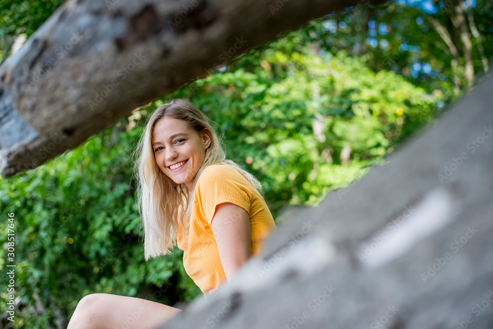 Smiling woman enjoying nature Smiling woman enjoying nature