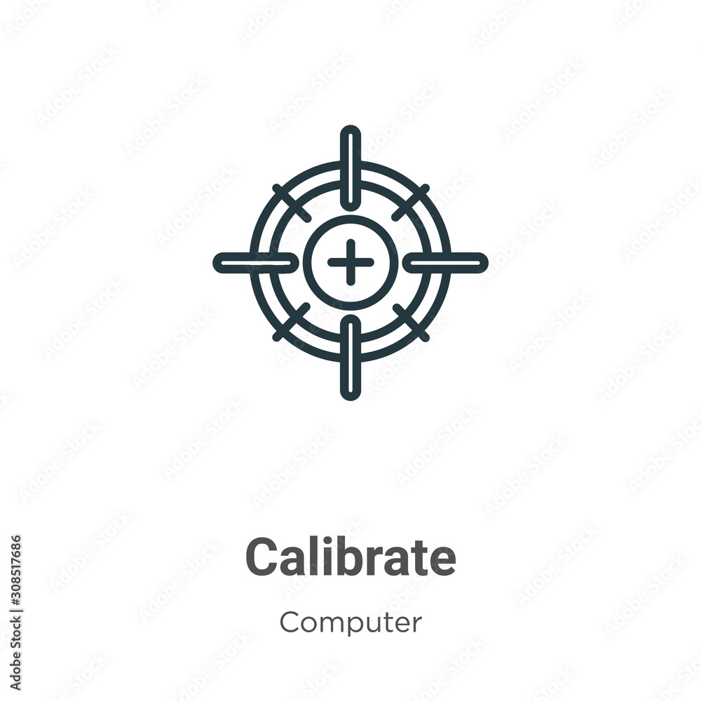 Calibrate outline vector icon. Thin line black calibrate icon, flat vector simple element illustration from editable computer concept isolated on white background
