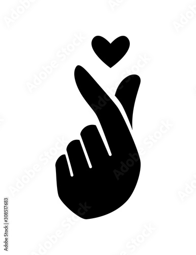 korean "Love" hand gesture. silhouette version