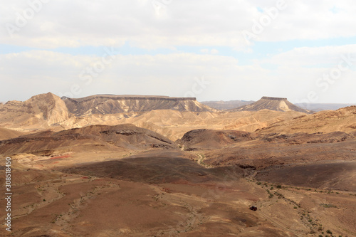 Mountain panorama in crater Makhtesh Ramon  Negev Desert  Israel