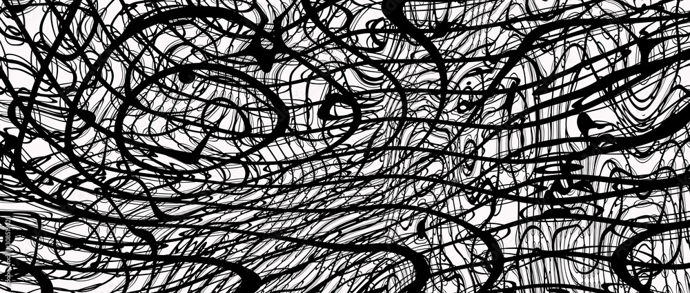 Obraz premium Geometric black white lines. 3d render