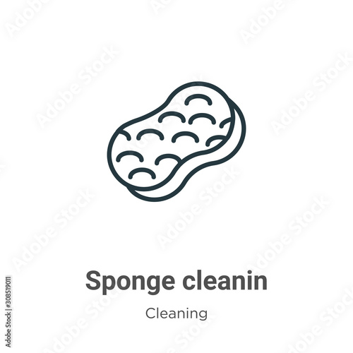 Sponge cleanin outline vector icon. Thin line black sponge cleanin icon, flat vector simple element illustration from editable cleaning concept isolated on white background