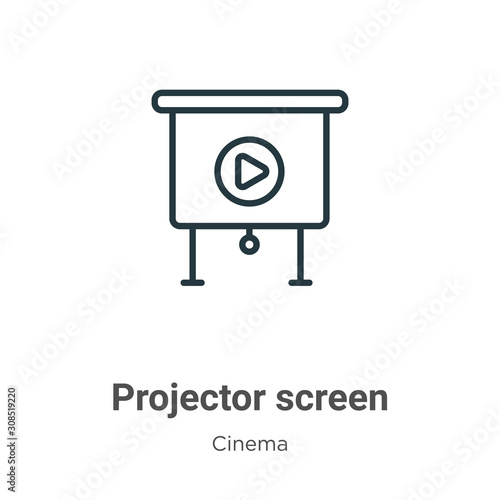 Projector screen outline vector icon. Thin line black projector screen icon, flat vector simple element illustration from editable cinema concept isolated on white background