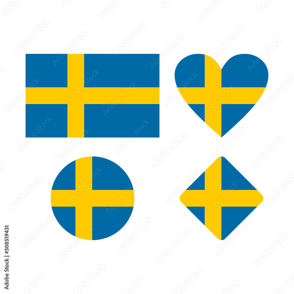 Flag of Sweden. Set of vector Swedish flags. Flag of Sweden. Set of vector Swedish flags.