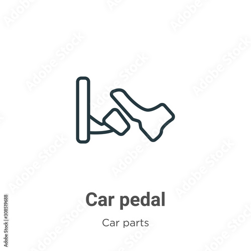 Car pedal outline vector icon. Thin line black car pedal icon, flat vector simple element illustration from editable car parts concept isolated on white background