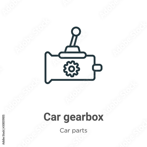 Car gearbox outline vector icon. Thin line black car gearbox icon, flat vector simple element illustration from editable car parts concept isolated on white background