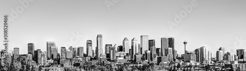 The Calgary skyline in black and white