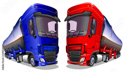 Cartoon trucks isolated on a white background. Vector illustration.