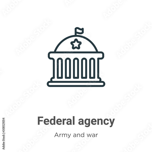 Federal agency outline vector icon. Thin line black federal agency icon, flat vector simple element illustration from editable army and war concept isolated on white background
