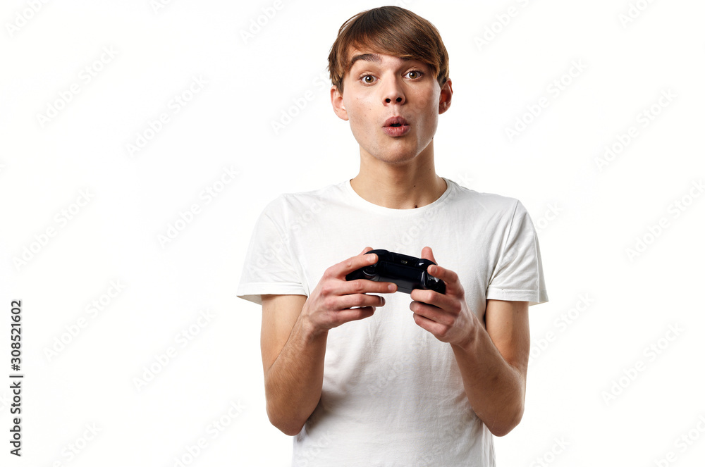 man with joystick playing video games man with joystick playing video games