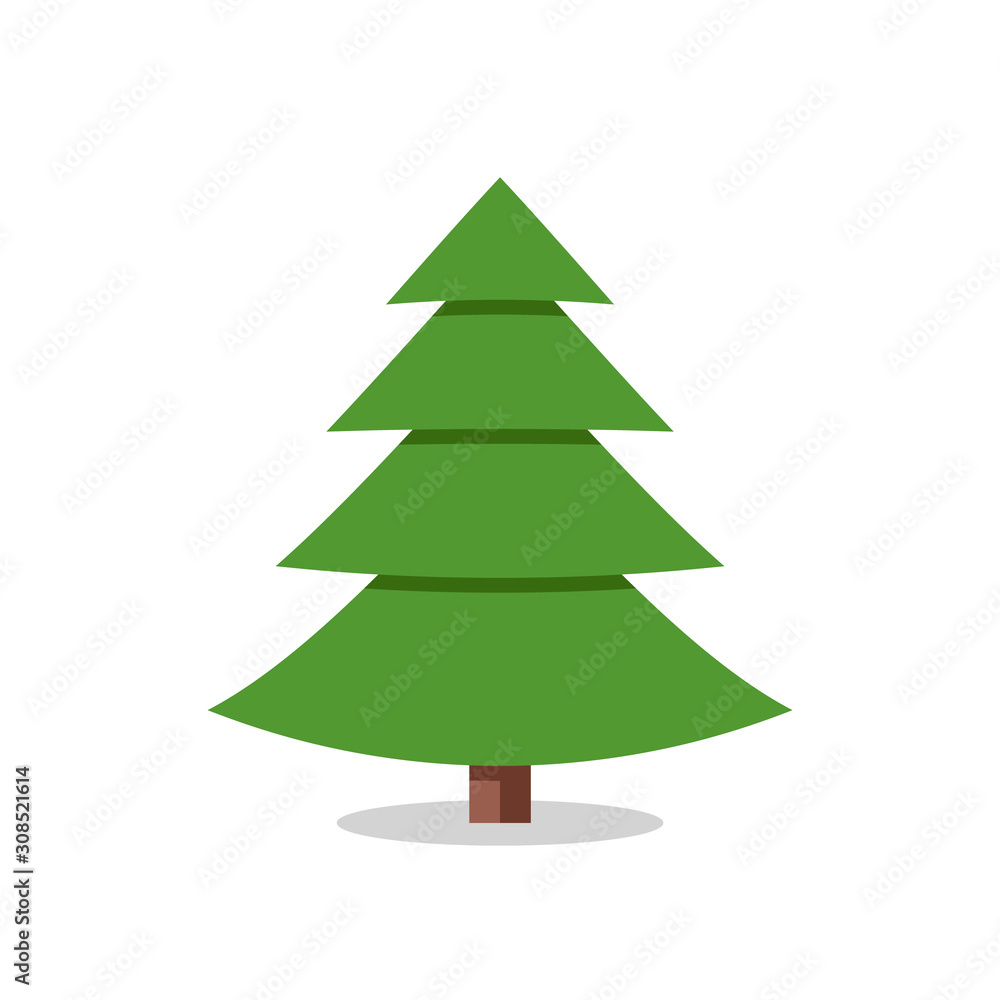 Collection of Christmas trees, modern flat design.
