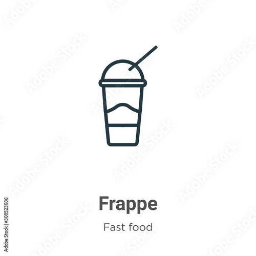 Frappe outline vector icon. Thin line black frappe icon, flat vector simple element illustration from editable fast food concept isolated on white background