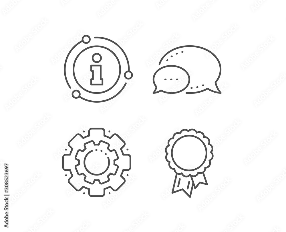 Success line icon. Chat bubble, info sign elements. Winner medal sign. Award reward symbol. Glory or Honor. Linear success outline icon. Information bubble. Vector Success line icon. Chat bubble, info sign elements. Winner medal sign. Award reward symbol. Glory or Honor. Linear success outline icon. Information bubble. Vector