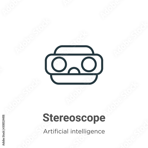 Stereoscope outline vector icon. Thin line black stereoscope icon, flat vector simple element illustration from editable augmented reality concept isolated on white background