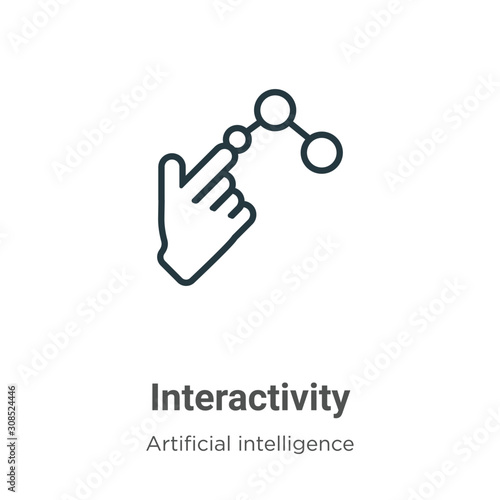 Interactivity outline vector icon. Thin line black interactivity icon, flat vector simple element illustration from editable augmented reality concept isolated on white background