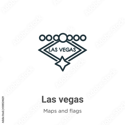 Las vegas outline vector icon. Thin line black las vegas icon, flat vector simple element illustration from editable maps and flags concept isolated on white background