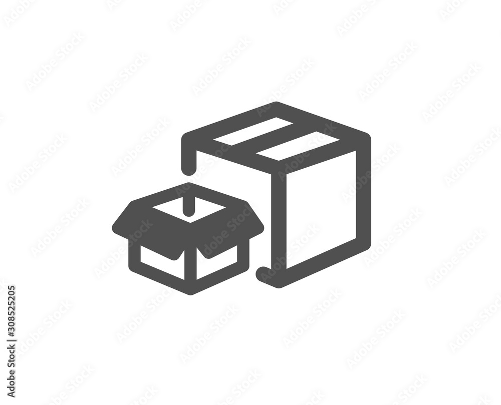 Delivery parcel sign. Packing boxes icon. Cargo box symbol. Classic flat style. Simple packing boxes icon. Vector Delivery parcel sign. Packing boxes icon. Cargo box symbol. Classic flat style. Simple packing boxes icon. Vector
