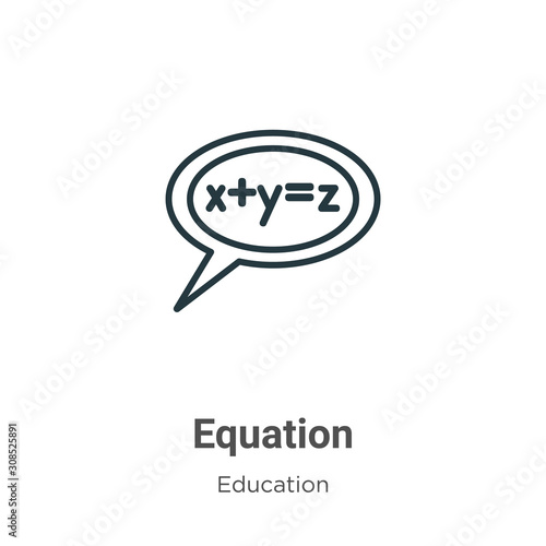 Equation outline vector icon. Thin line black equation icon, flat vector simple element illustration from editable education concept isolated on white background