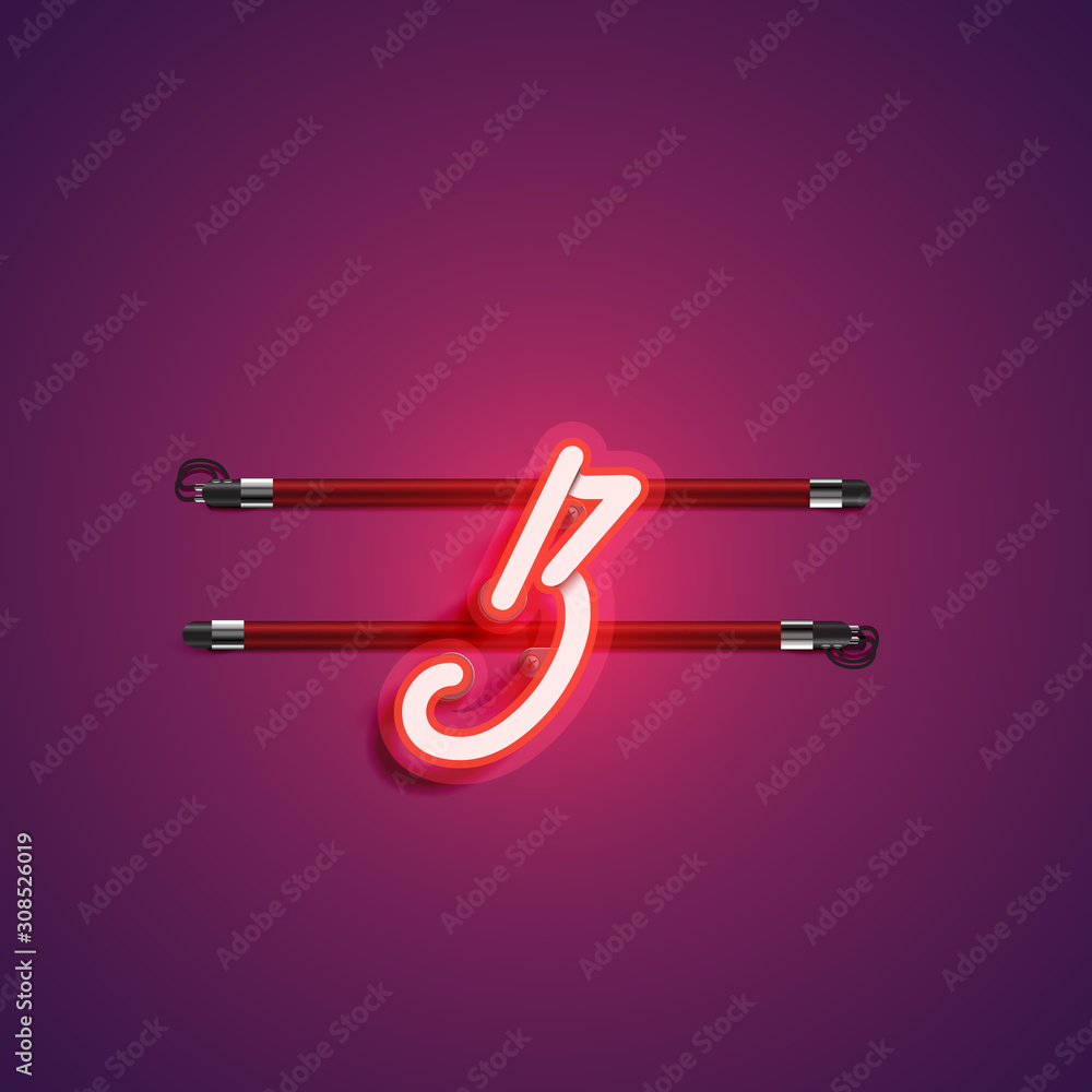 Purple/red coloured neon character, vector illustration Purple/red coloured neon character, vector illustration