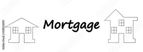 Vector illustration: mortgage loan to buy a house. Returns mortgage loan with interest. Infographics: Mortgage loan as a cash flow. Buying real estate in white, red, grey colors.