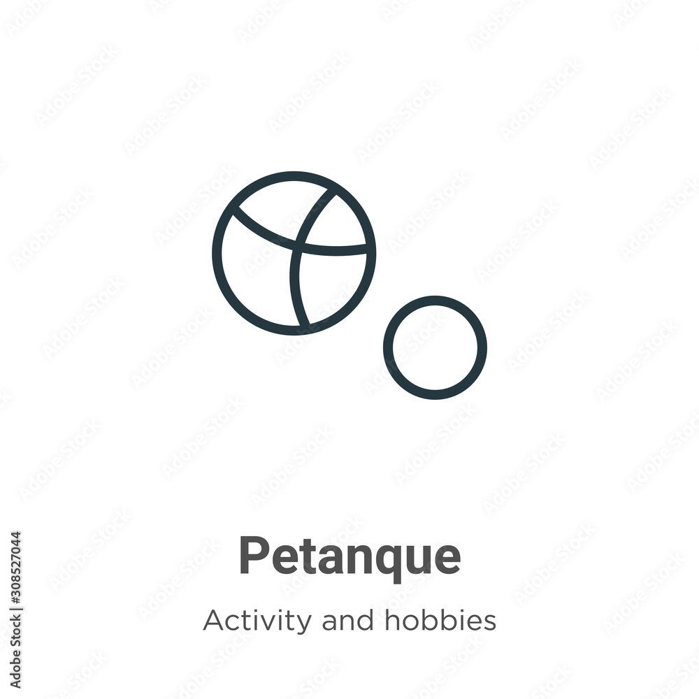 Petanque outline vector icon. Thin line black petanque icon, flat vector simple element illustration from editable activity and hobbies concept isolated on white background