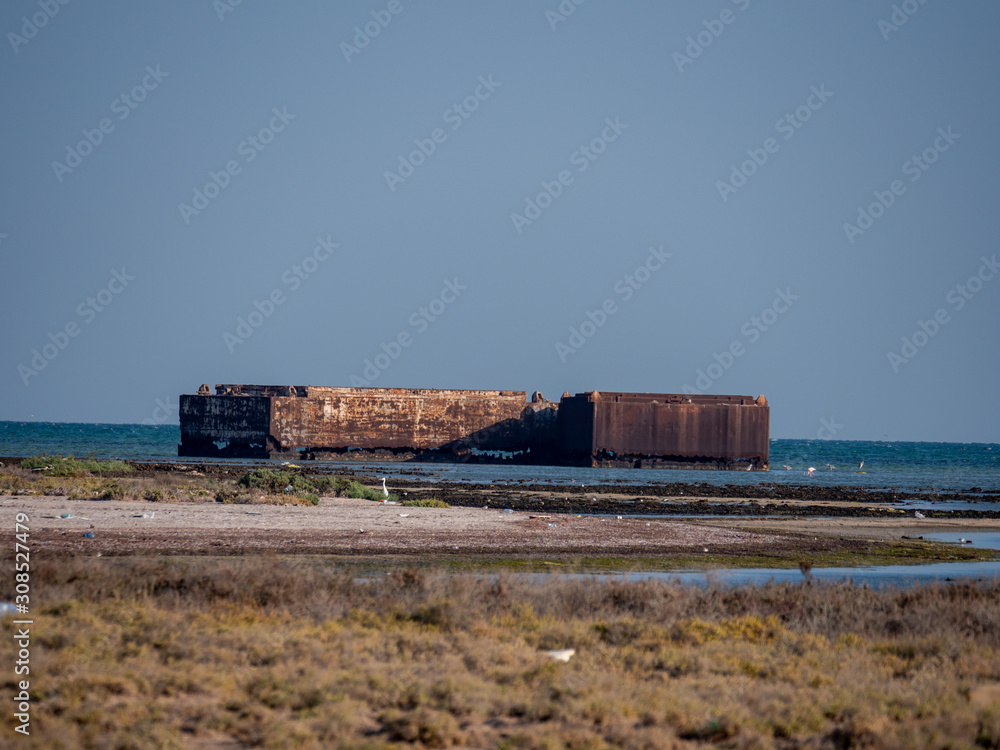 Shipwreck off the coast of Hawar Islands, Bahrain Shipwreck off the coast of Hawar Islands, Bahrain