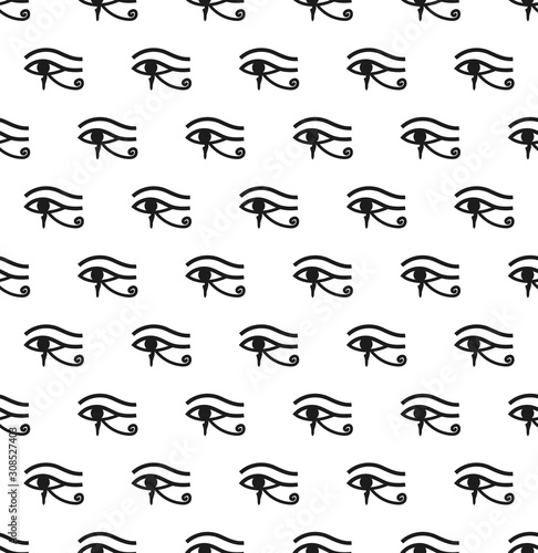 Egyptian eye seamless pattern. Modern repeating texture  endless backdrop. Vector illustration