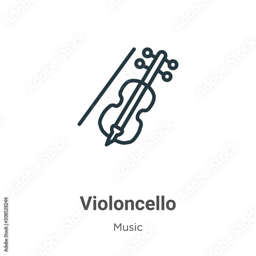 Violoncello outline vector icon. Thin line black violoncello icon, flat vector simple element illustration from editable music concept isolated on white background