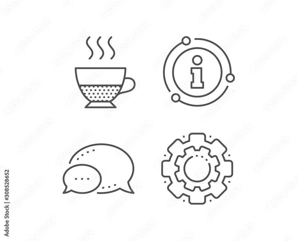 Doppio coffee icon. Chat bubble, info sign elements. Hot drink sign. Beverage symbol. Linear doppio outline icon. Information bubble. Vector