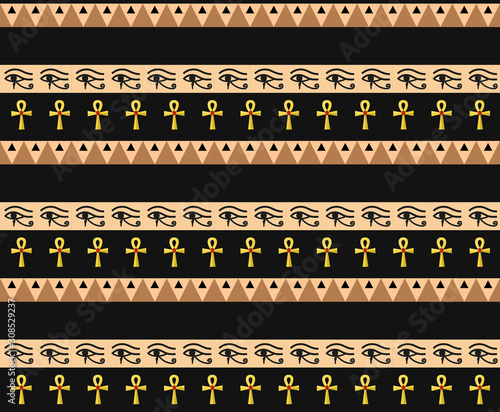 Egyptian seamless pattern. Tribal repeating texture, endless backdrop backdrop. Vector illustration