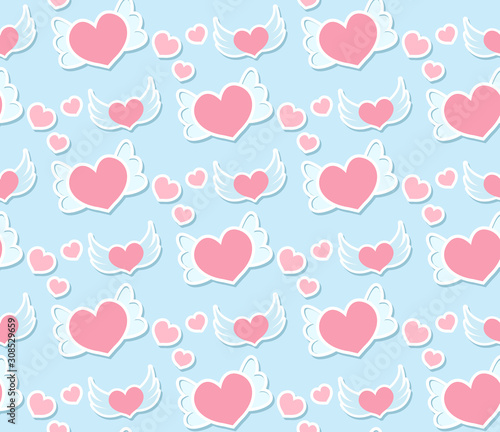 Love hearts seamless pattern  endless texture. Valentine s Day backdrop. Vector illustration