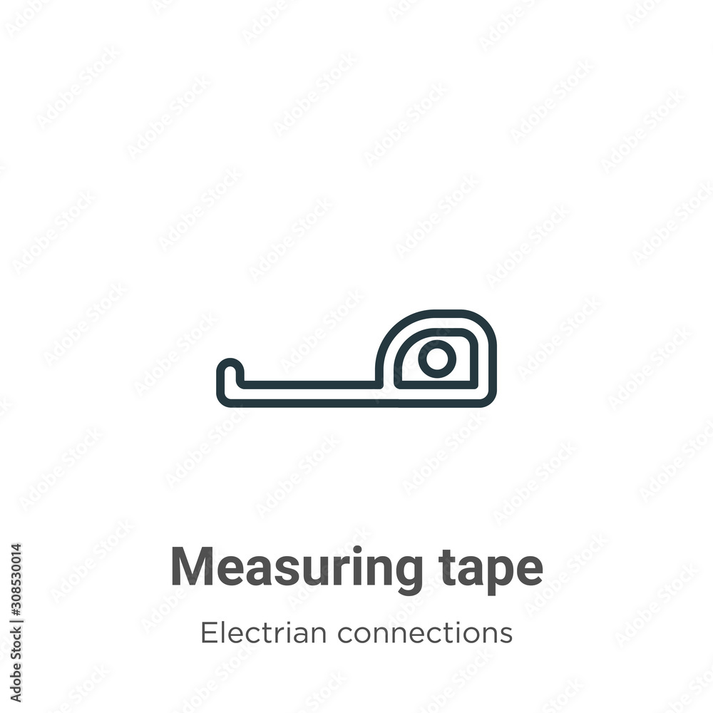 Measuring tape outline vector icon. Thin line black measuring tape icon ...