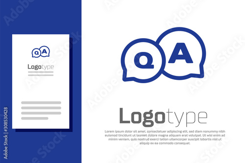 Blue Speech bubbles with Question and Answer icon isolated on white background. Q and A symbol. FAQ sign. Chat speech bubble and chart. Logo design template element. Vector Illustration