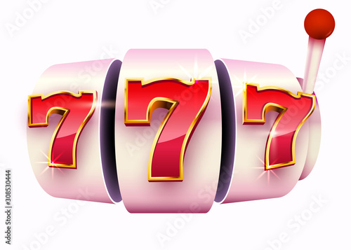 Golden slot machine wins the jackpot. 777 Big win concept. Casino jackpot.