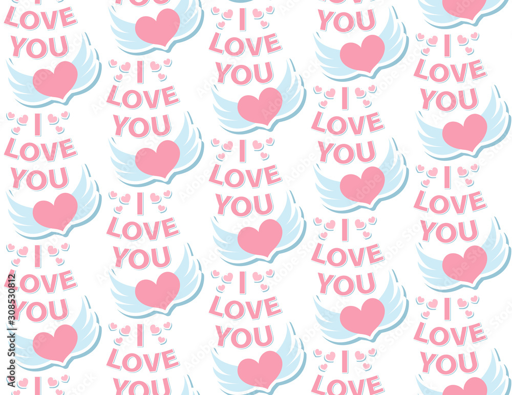 Fototapeta premium Love hearts seamless pattern, endless texture. Valentine's Day backdrop. Vector illustration