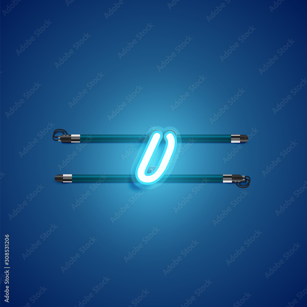 Blue coloured neon character, vector illustration Blue coloured neon character, vector illustration