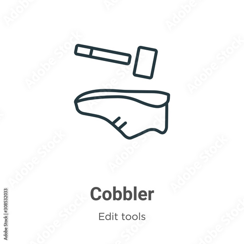 Cobbler outline vector icon. Thin line black cobbler icon, flat vector simple element illustration from editable edit tools concept isolated on white background