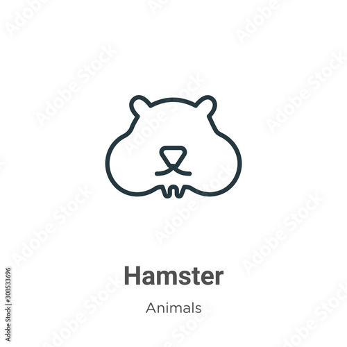 Hamster outline vector icon. Thin line black hamster icon, flat vector simple element illustration from editable animals concept isolated on white background
