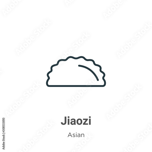 Jiaozi outline vector icon. Thin line black jiaozi icon, flat vector simple element illustration from editable asian concept isolated on white background