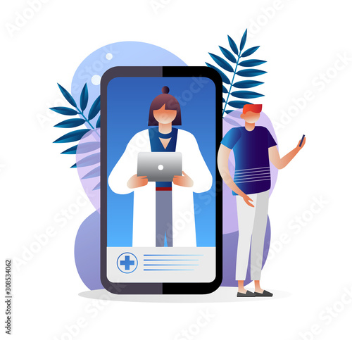 Healthcare online pharmacy isometric concept. Internet drugstore. Medical diagnosis in hospital. Doctor online vector landing page. Illustration of online doctor and healthcare app on smartphone