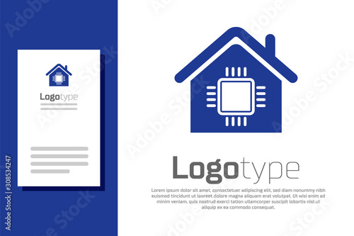 Blue Smart home icon isolated on white background. Remote control. Logo design template element. Vector Illustration
