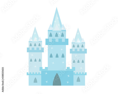 Ice Castle princesses, snow palace cartoon style icon. Isolated on a white background. Vector illustration