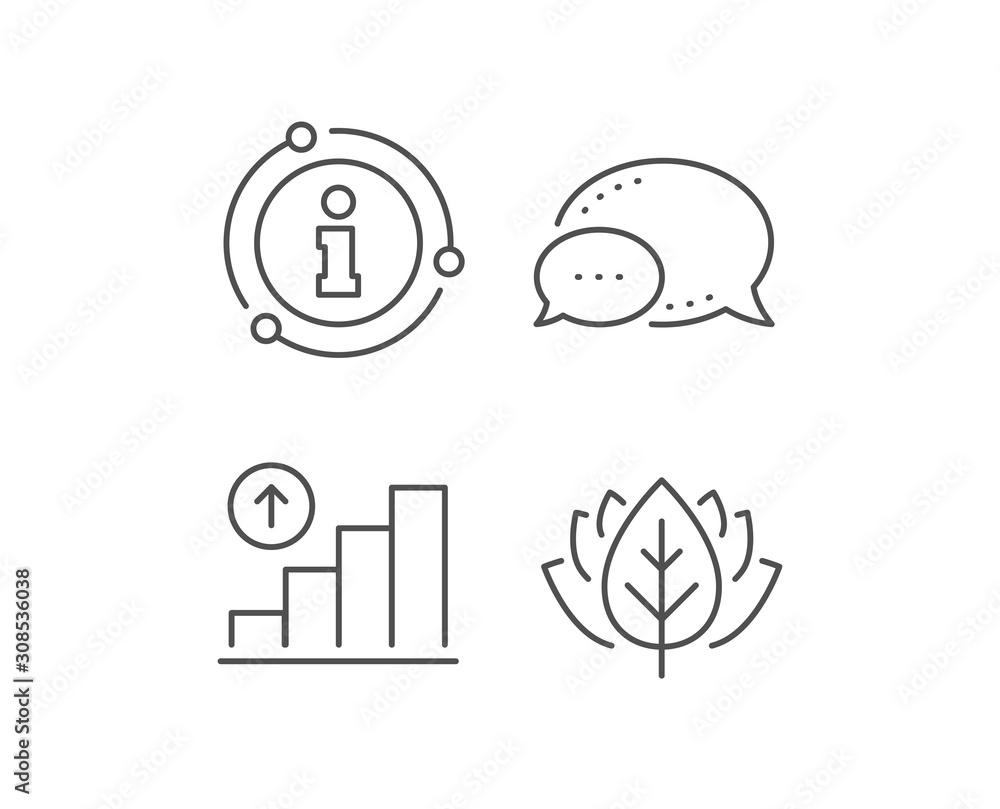 Graph line icon. Chat bubble, info sign elements. Column chart sign. Growth diagram symbol. Linear graph chart outline icon. Information bubble. Vector Graph line icon. Chat bubble, info sign elements. Column chart sign. Growth diagram symbol. Linear graph chart outline icon. Information bubble. Vector