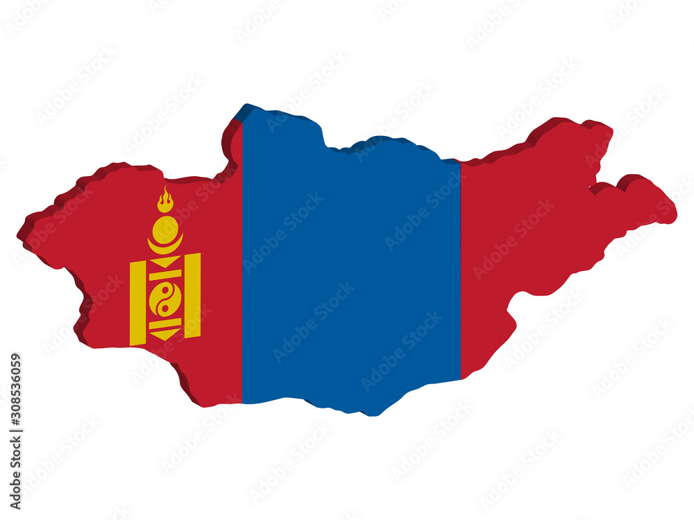 Fototapeta premium 3D Mongolia Map Flag Vector illustration Eps 10