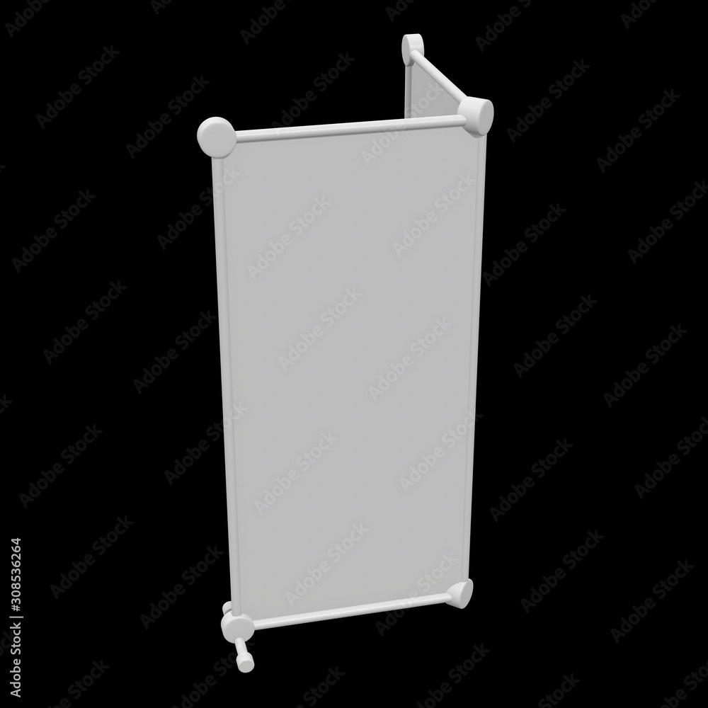 Blank Roll Up fold up Banner Stands. Trade show booth white and blank. 3d render on black background. High Resolution Template for your design. Blank Roll Up fold up Banner Stands. Trade show booth white and blank. 3d render on black background. High Resolution Template for your design.