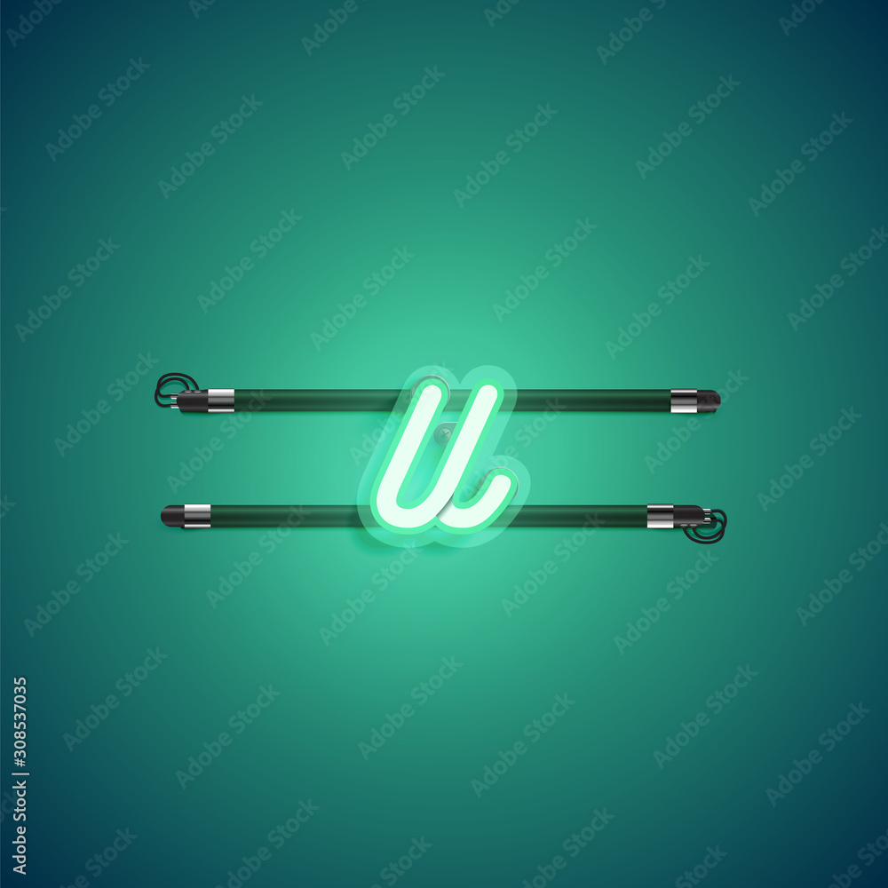 Green neon character, vector illustartion Green neon character, vector illustartion