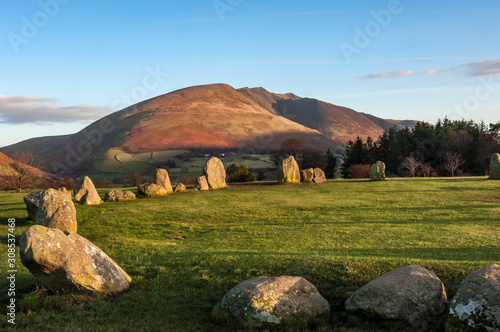 Castlerigg Stone Circle, Saddleback (Blencathra) behind, Keswick, Lake District National Park, Cumbria photo