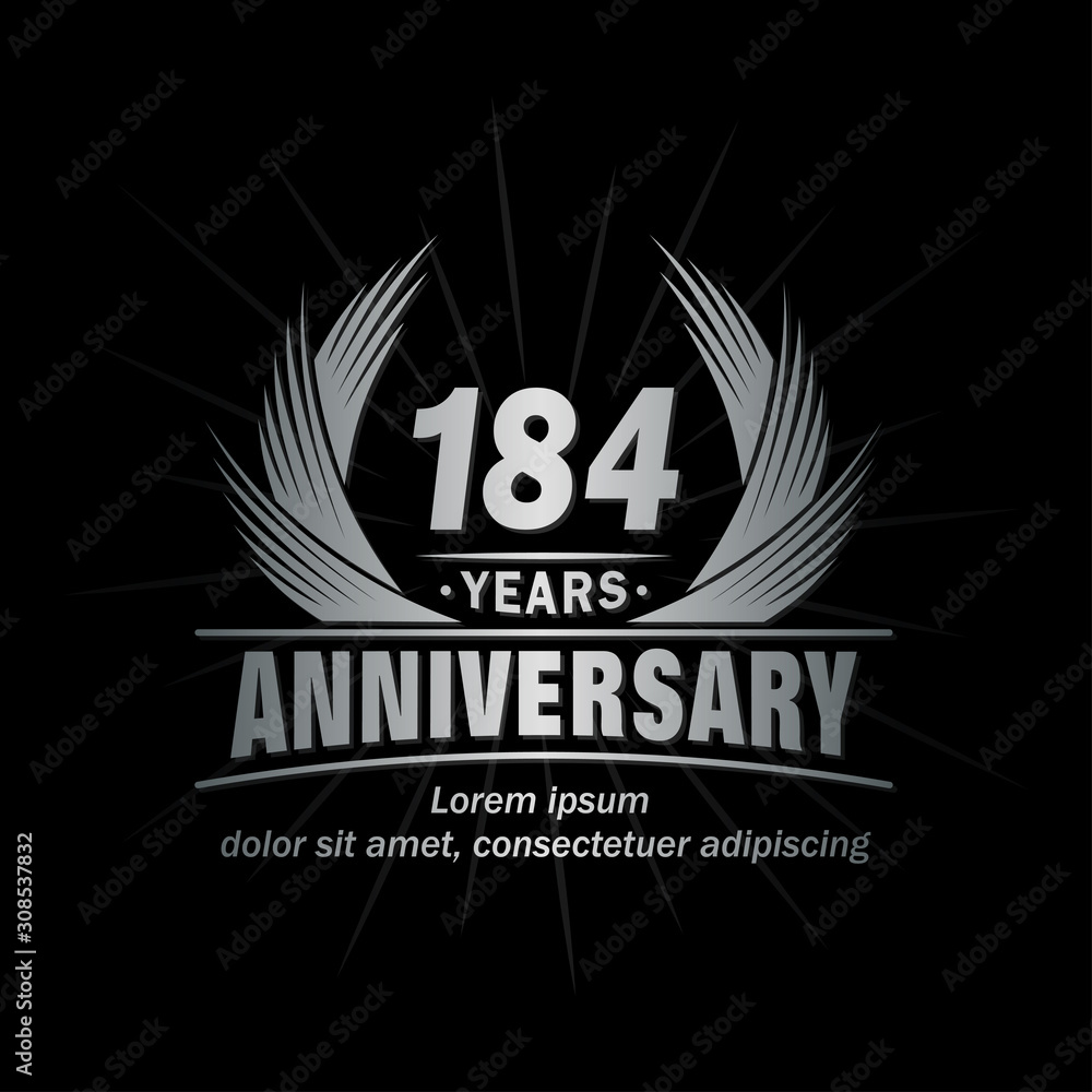 184 years logo design template. Anniversary vector and illustration template. 184 years logo design template. Anniversary vector and illustration template.