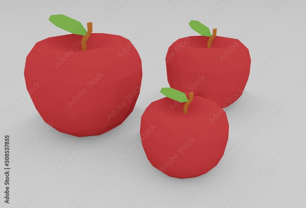 Obraz premium low poly 3d apple on white background , minimal idea creative concept. 