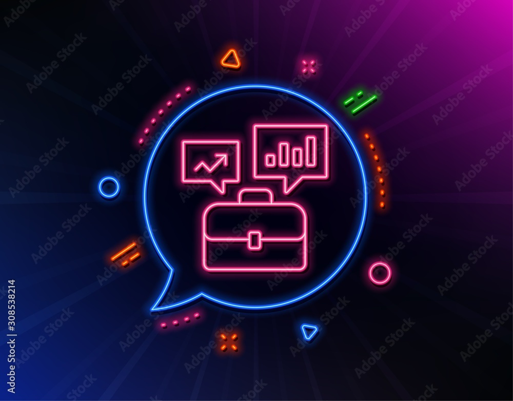 Business portfolio with Growth charts line icon Business portfolio with Growth charts line icon